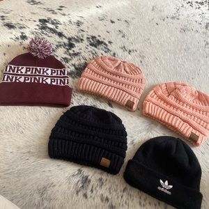 5 beanies C.C, Adidas and Pink by VS